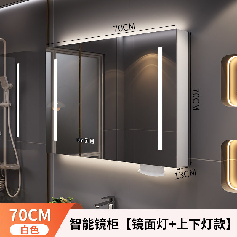 Smart bathroom mirror Solid wood separate wall-mounted bathroom mirror cabinet Locker Toilet storage locker Mirror
