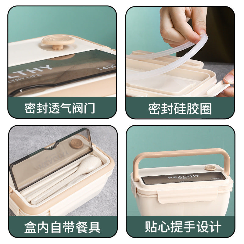 Student lunch box microwaveable japanese lunch box fresh-keeping grids portable tableware plastic square lunch box gift