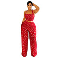 C7695 cross-border   fashion women's casual thin tassel polka dot wide-leg pants set