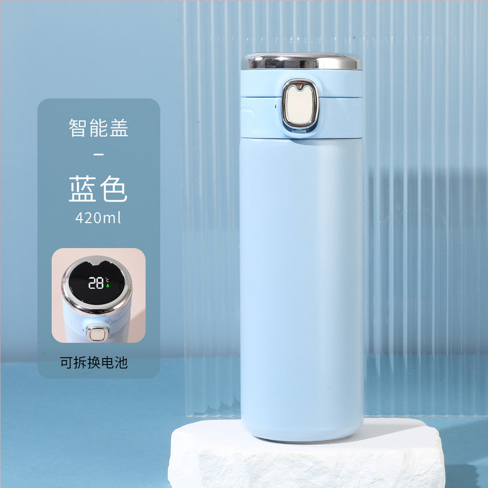 Simple pea cup female student 304 stainless steel vacuum water cup replaceable battery bounce smart thermos cup wholesale