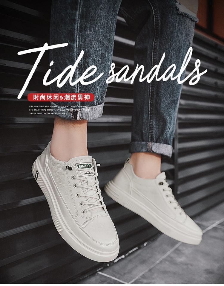 Men's spring 2026 new white sneakers: trendy skate shoes, bestselling versatile casual leather shoes, summer athletic white sneakers