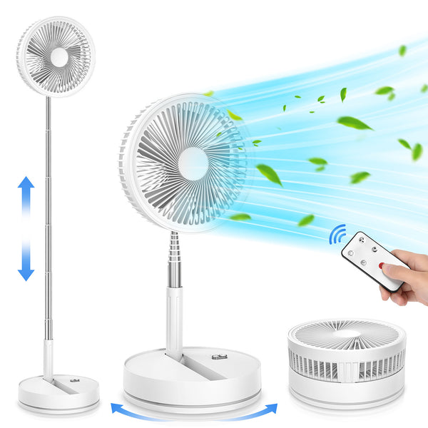 Retractable folding floor-to-ceiling household electric fan, portable silent charging long battery life mini USB desktop fan