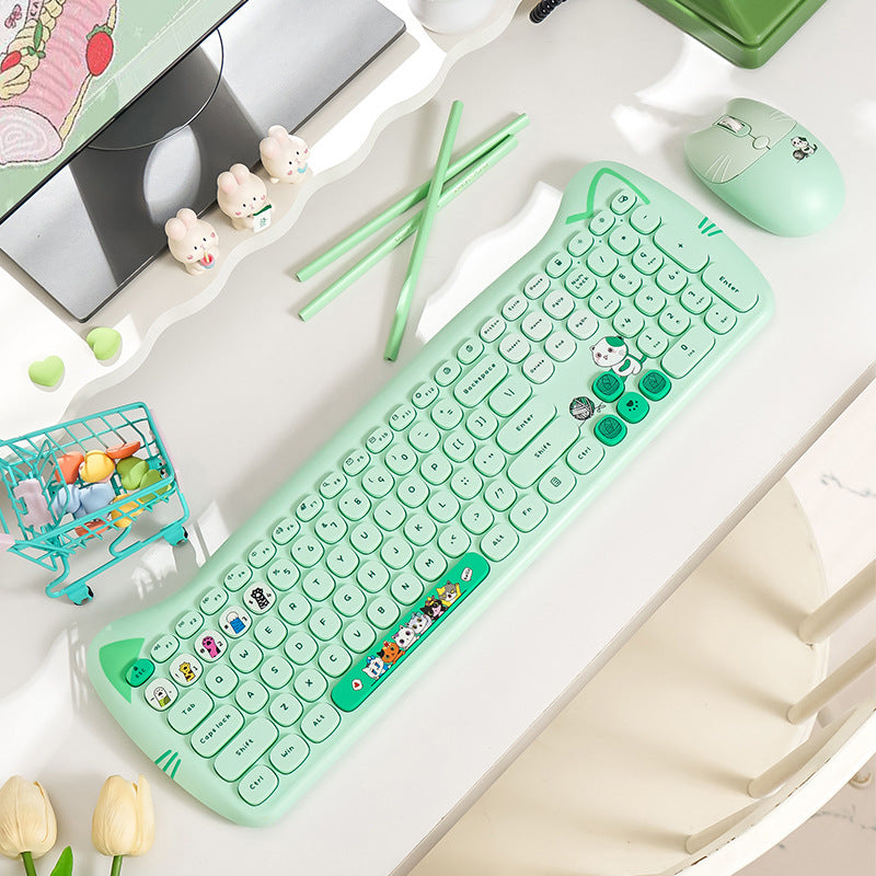 Mofii sky high paw patrol plus wireless 2.4g keyboard and mouse set - cute cartoon design in girly pink
