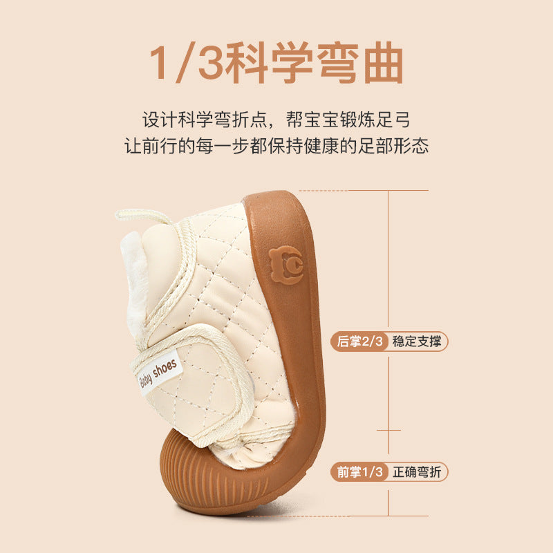 Toddler shoes for baby boys 0-1-3 years old, autumn/winter infant and toddler shoes for baby girls, soft sole functional fleece-lined thickened cotton shoes