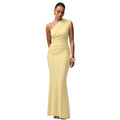 Amazon us & europe women's clothing  summer new fashion solid color elegant one-shoulder sexy slim-fit dress wholesale