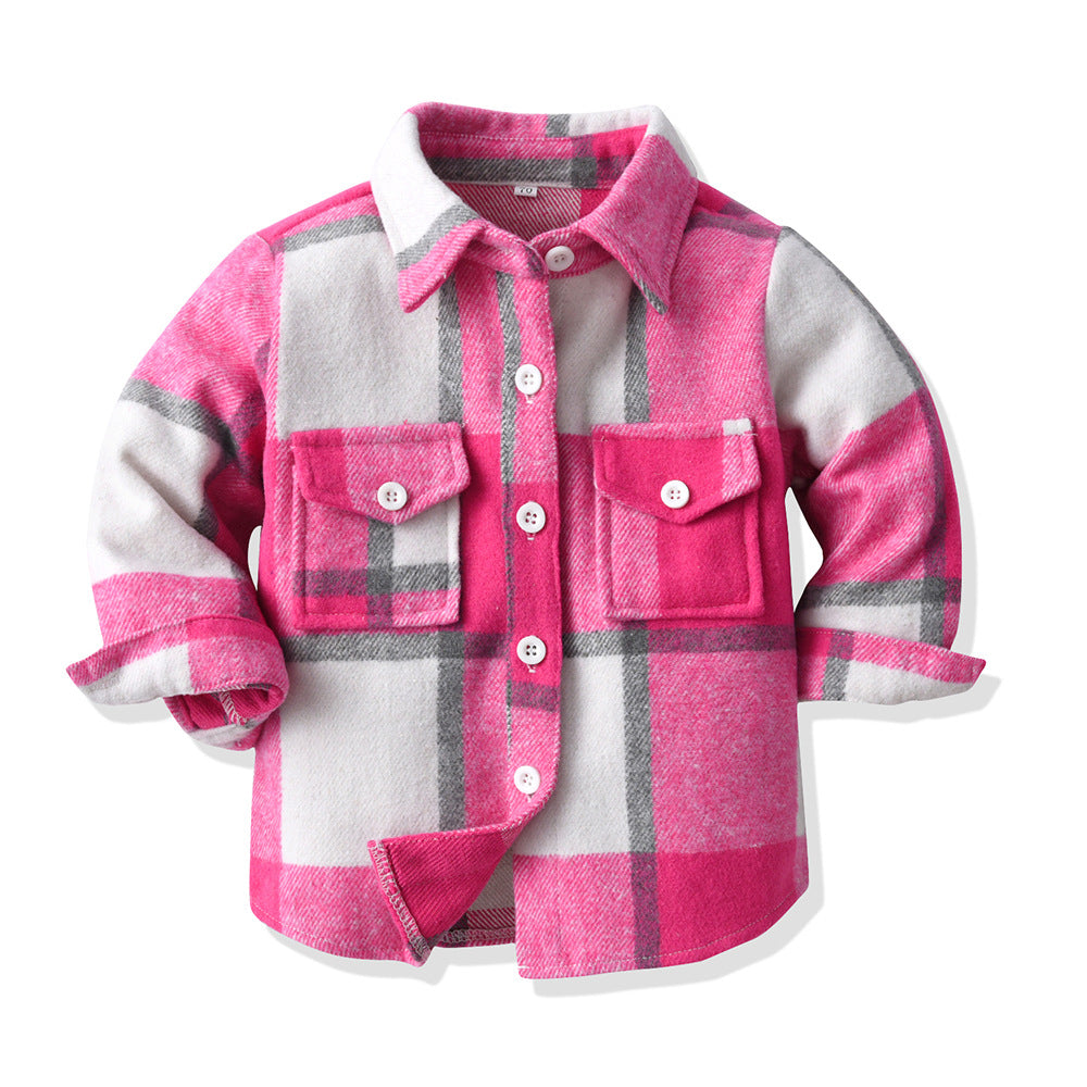 New arrivalpreppy style boys spring & fall clothing cotton long sleevesplaidkidsshirt brushed outwear children's clothing manufacturer wholesale