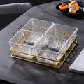 [4-compartment fruit plate with transparent water ripples] + iron frame, thickened plastic
