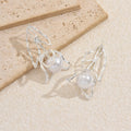 Wholesale pearl stud earrings - european & american style, hollow floral design, light luxury, high-end, fresh & sweet, statement earrings