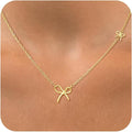 niche design copper zircon gold-plated bows necklace 2025 new style fashionaccessible luxury necklace