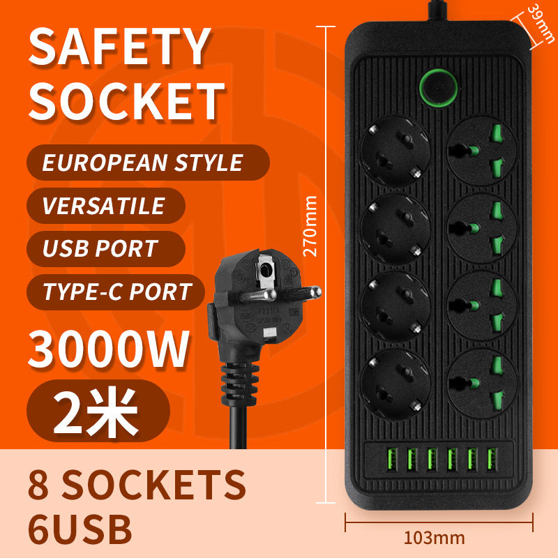European power strip, european standard wiring, russian, german, korean round european standard switch, for home socket, multiple usb