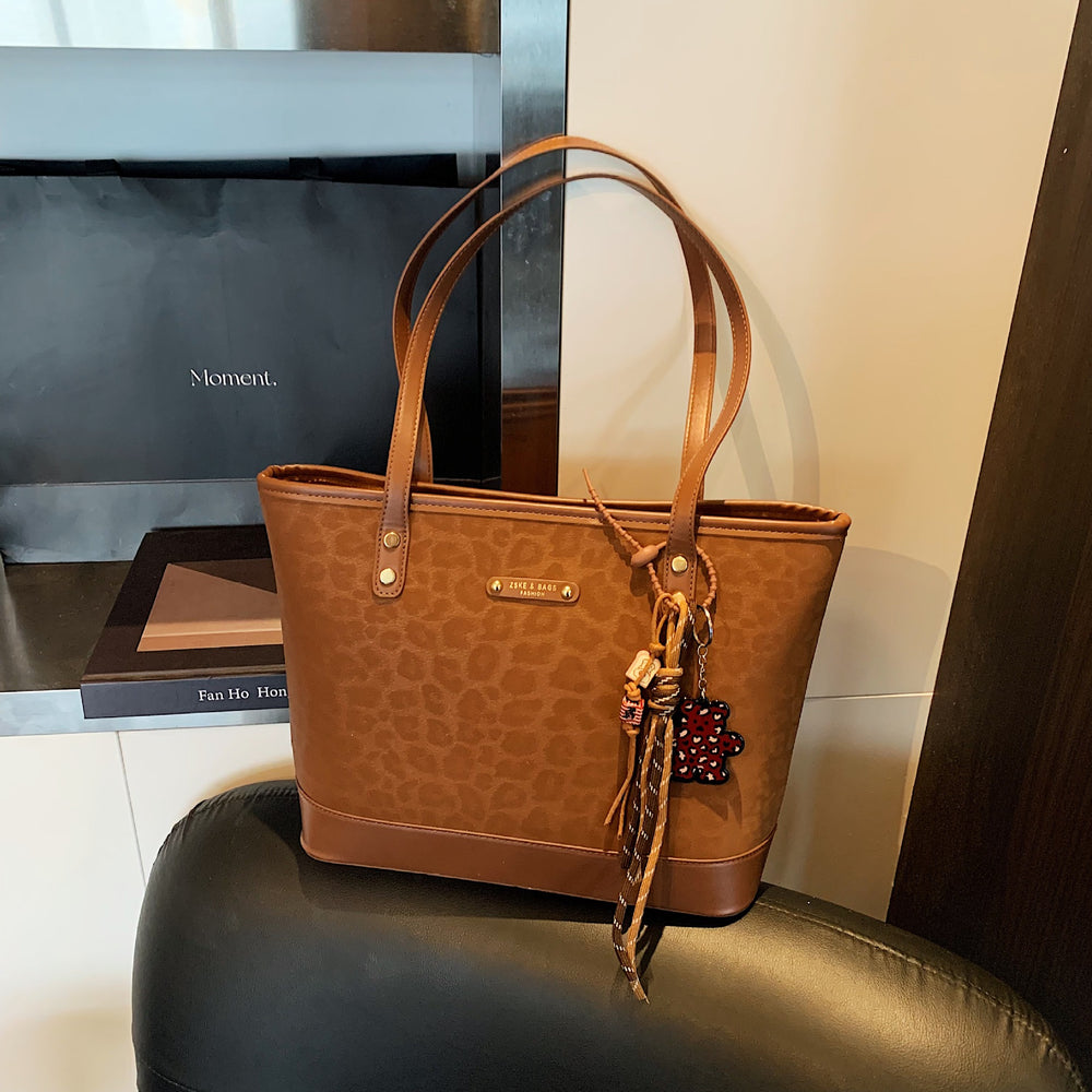 popular leopard print large-capacity shoulder bag for women fall and winternew arrival high-looking vegetable basket easiest for match tote bag