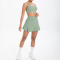 Cloud-feel casual high-waisted tennis skirt sexy strappy back yoga set quick-dry running fitness outfit