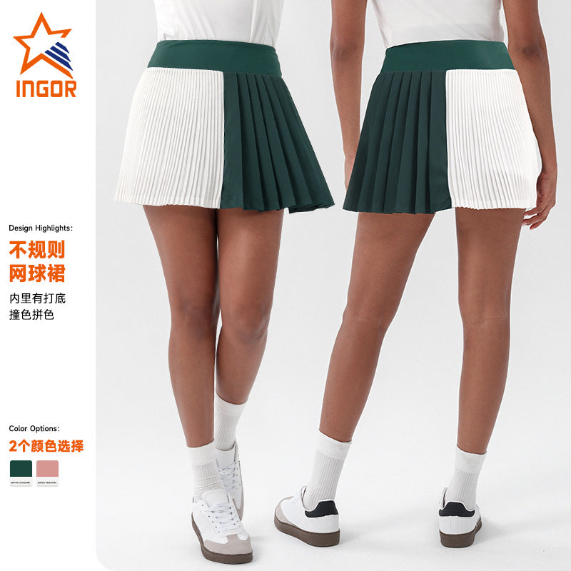 Spring/summer new color block yoga skirt - tight fit, stretchy golf & tennis skirt - anti-exposure running sports skort for women