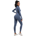 European and american style zipper nude feel long sleeve bodysuit yoga outfit - quick dry, compression, high-intensity running fitness activewear for women
