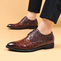 2024 men's leather dress shoes - new business casual style, crocodile embossed, british & korean design, pointed toe, plus sizes available