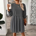 fashion  fall and winter women's pure colorlong sleevespatchworksweatshirtdresselegantwork clothing