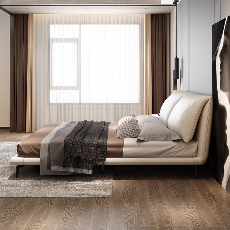 Italian light luxury modern casual small elephant ear bed master bedroom fabric double bed genuine leather wedding bed soft bag bed wholesale