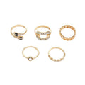 Ins style alloy ring wholesale cross-border niche accessible luxury jewelry snake-shaped stacked ring set diamond-encrusted women's ring
