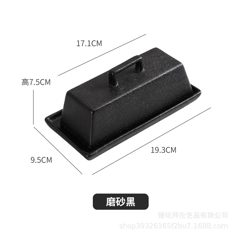 Minimalist ceramic butter dish with lid - amazon butter dish, rectangular butter tray, cheese & butter box