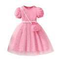Girls' ribbed knit & mesh patchwork dress with crossbody bag (toddler/little kid)