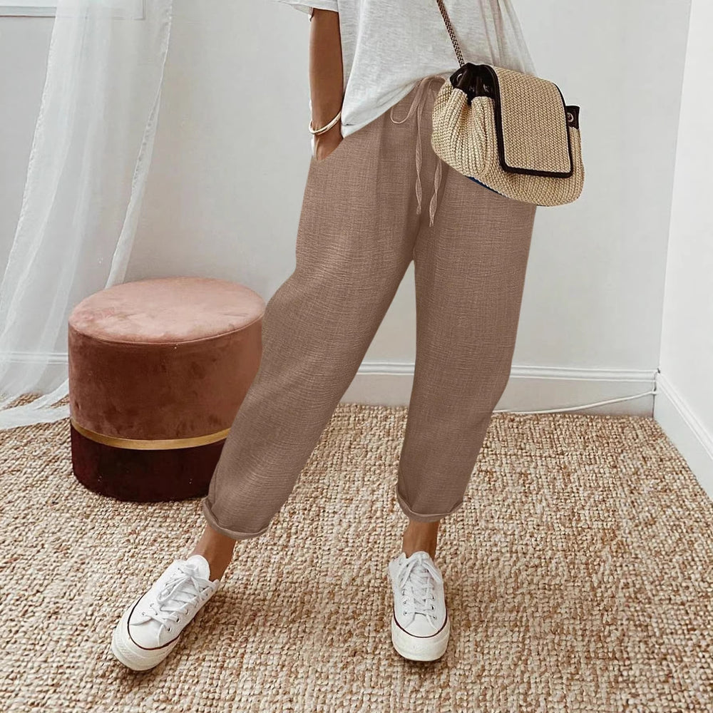 women's clothing  pure color drawstring loosecasualstraight-leg pants workwear pants elegantwork clothing