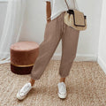 women's clothing  pure color drawstring loosecasualstraight-leg pants workwear pants elegantwork clothing