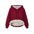 fashion  fleece-linedsweatshirt hooded thickenedpure colorcasualheattechoutwearcouple's pullover wide