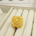 Women's fashion luxury hollow leaf ring adjustable size bridal wedding birthday party, christmas gift