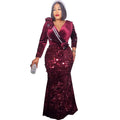 sourcing: luxury african fashion slim-fit korean velvet sequin evening gown dress