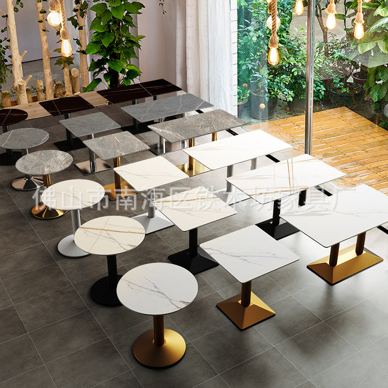 Customized commercial slate dining table simple table bar milk tea fast food restaurant canteen rectangular table apartment negotiation table and chairs