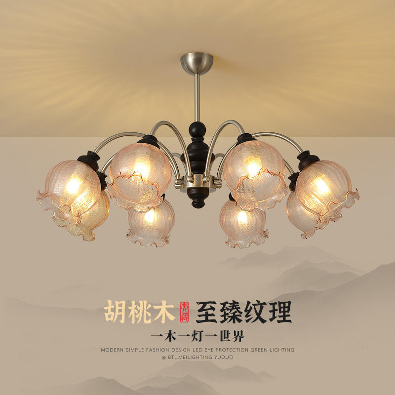 French antique living room bedroom chandelier American retro Bauhaus solid wood dining room lighting full spectrum bedroom light