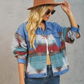 European and american cross-border foreign trade women's clothing  independent station autumn hard-washed color matching denim outwear shorttops