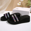 Women's flip-flops, ladies' sandals, women's summer fashion versatile outdoor wear rhinestone korean style student mid-heel beach sandals