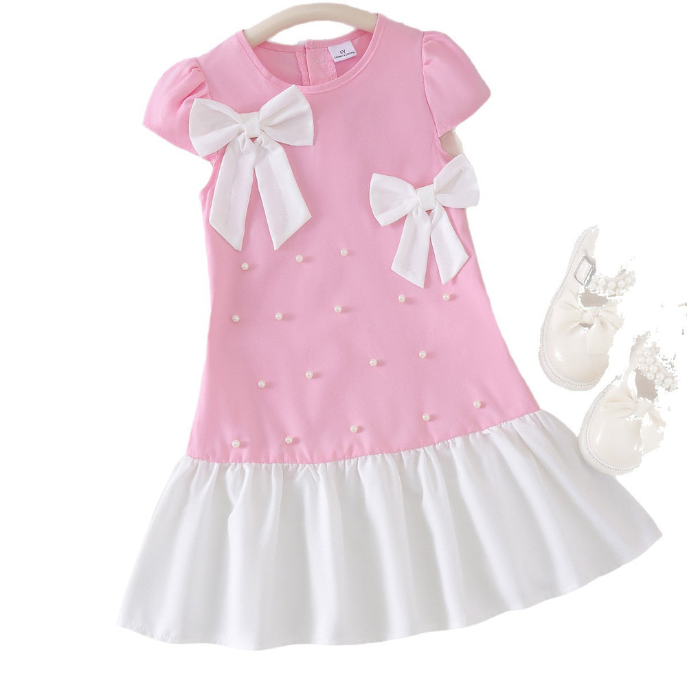 Children's clothing cross-border european and american girls pink dress baby children's clothing suit