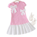 Children's clothing cross-border european and american girls pink dress baby children's clothing suit