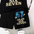 "stylish digital 67 print," perfect for summer wear, boys' outdoor sports t-shirt set