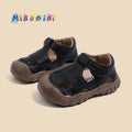 Kids' hollow-out breathable sandals, anti-collision soft sole, non-slip first walker shoes, summer closed-toe anti-kick shoes for boys and girls, ages 1-4