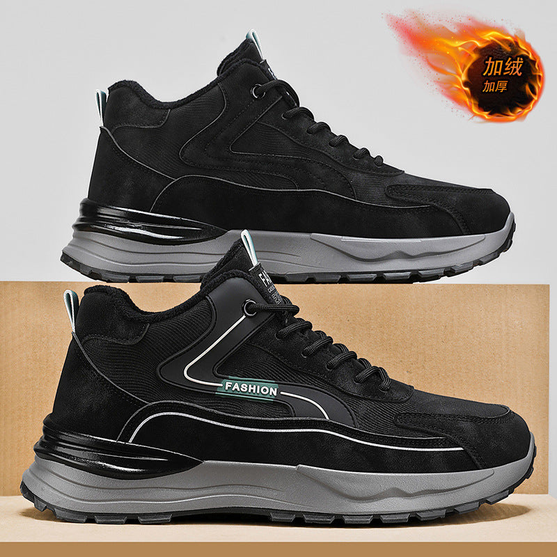 Winter new men's shoes: fleece-lined, warm, double-layer cotton shoes for men - waterproof, slip-resistant, work safety, wear-resistant, thick-soled athletic shoes