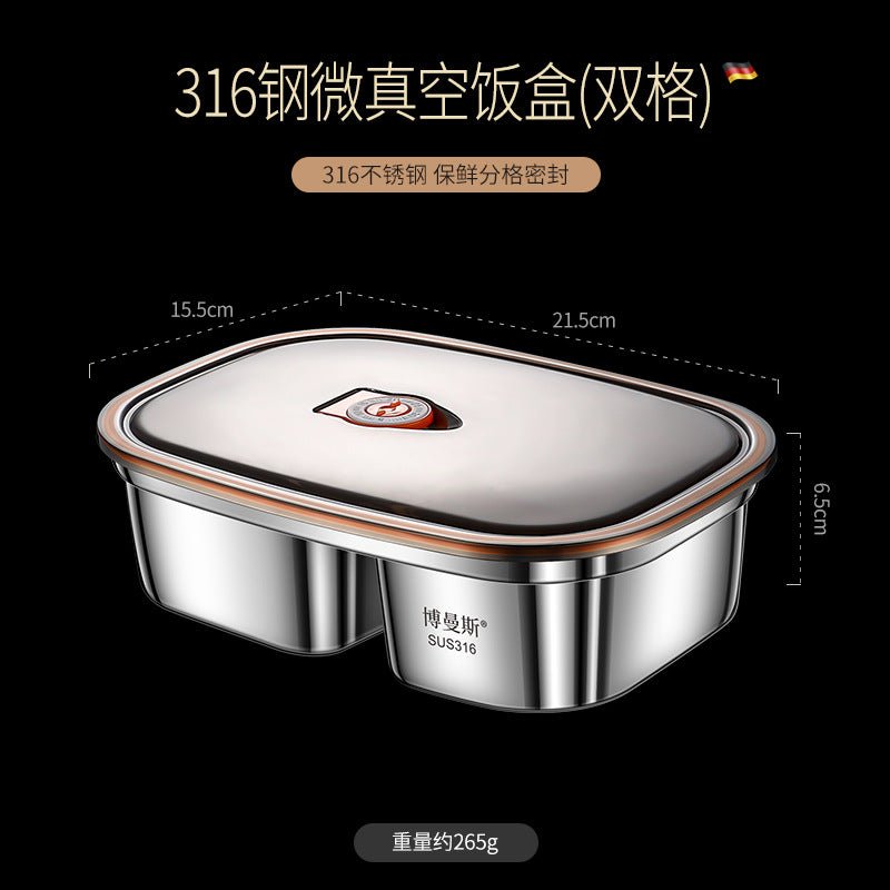 316 stainless steel micro-vacuum crisper lunch box large-capacity office worker bento box student portable lunch box set