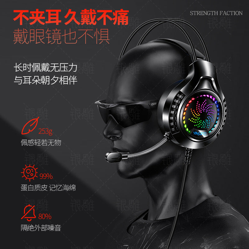 Silver sculpt q7 over-ear wired gaming headset with rgb lighting, 7.1 surround sound, usb connectivity - private label design for cross-border e-commerce (amazon compatible)