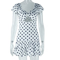 European and american style ins foreign trade women's fashion polka dot print sexy cutout off-shoulder short sleeve casual dress trendy dress