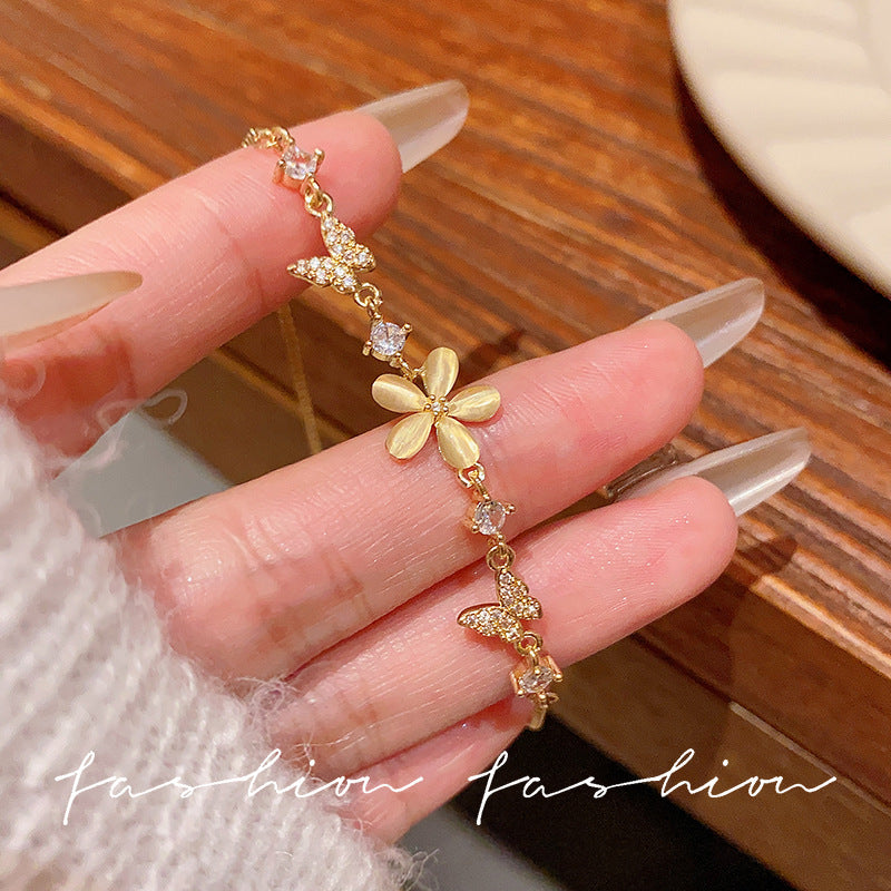 Super fairy micro-embedded zircon bows bracelet for women classy sense of accessible luxury crystal bracelet best selling exquisite pull-out hand jewelry