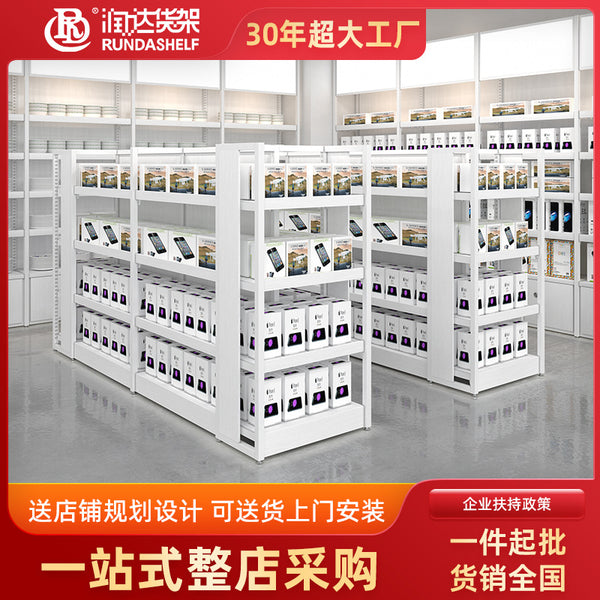 [Customized] Steel and wood shelves, boutiques, jewelry, stationery stores, mother and baby stores, Nakajima shelves, iron and wood white display racks