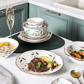 Nordic hand-painted leaf ceramic dinnerware set - includes plates, bowls, and dishes with handles for home use: dinner plates, vegetable plates, fish plates, noodle bowls, and snack dishes