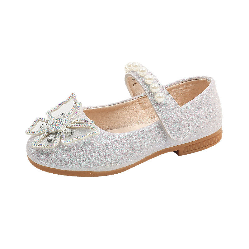 spring new arrival: cross-border bowknot pearl leather shoes - stylish princess shoes for girls