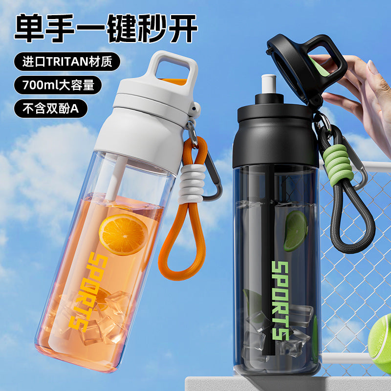 New summer outdoor cycling sports water bottle - men's fitness cup - large capacity tritan high-temperature resistant straw water bottle