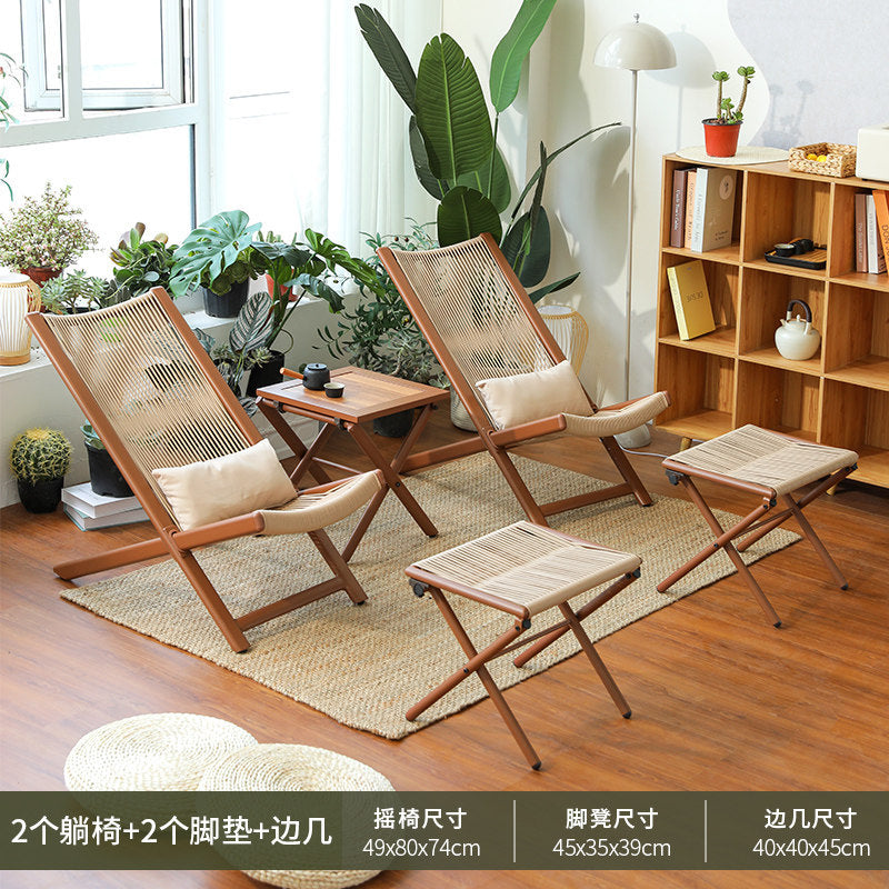 Yunding outdoor lounge chair rattan chair lunch break for home balcony lazy chair sofa waterproofcasual chair courtyard open-air table and chairs
