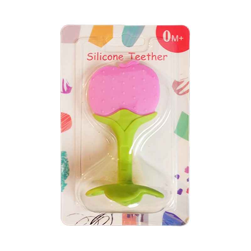English card pack, silicone baby toothpaste, fruit-shaped chewing glue, newborn two-color three-dimensional toothpaste grinding stick