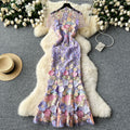 Evening party high-end formal dress women's long dress european and american style 3d floral embroidery slimming mermaid tail