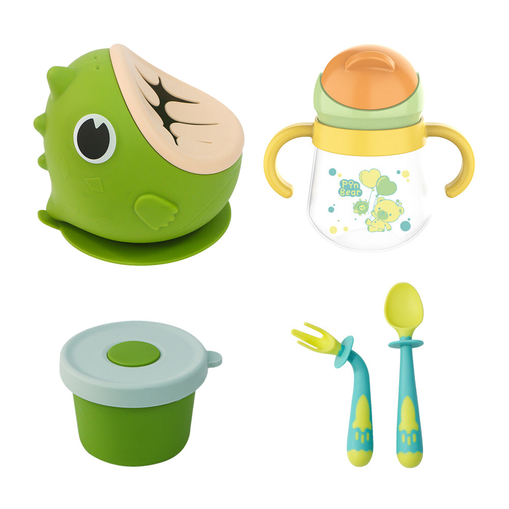 Silicone baby gift set wholesale: baby home four-piece gift box, tableware, and complete children's dinnerware supplies